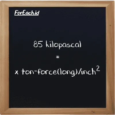 Example kilopascal to ton-force(long)/inch<sup>2</sup> conversion (85 kPa to LT f/in<sup>2</sup>)